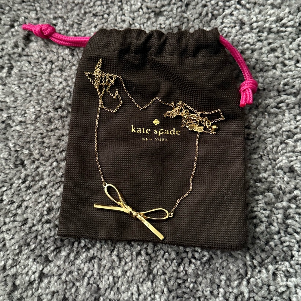 kate spade gold-tone bow pendant necklace